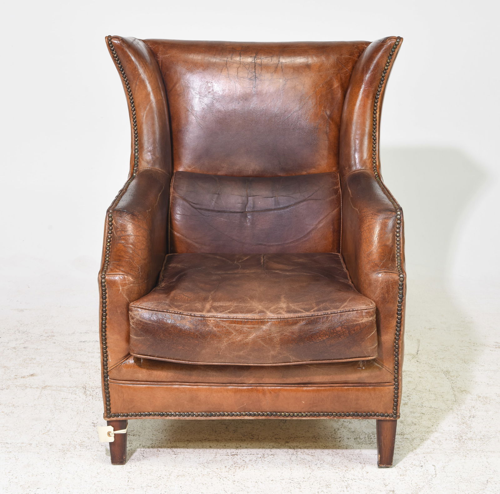 Danish Brown Leather Wing Back Arm Chair (1 of 8)