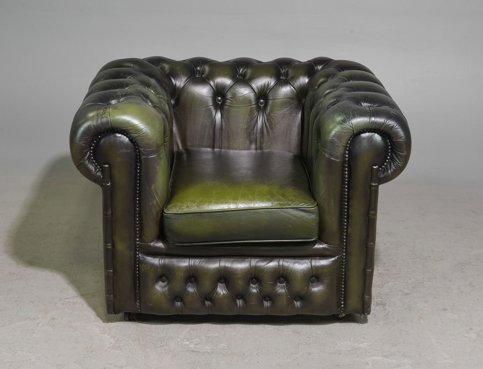British Green Leather Chesterfield Club Chair #1 (1 of 6)