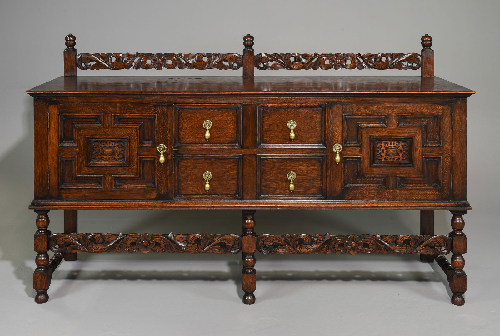 Jacobean Carved Oak Sideboard c.1920's-30's (1 of 9)
