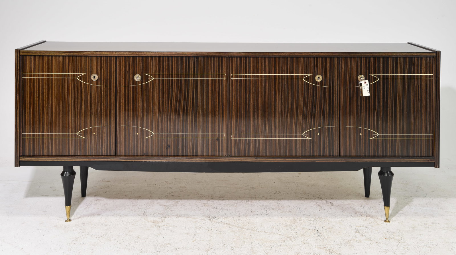 French Mid Century Modern Style Mahogany Sideboard: French Mid Century Modern Style Mahogany Sideboard / Enfilade c.1950's-60's - 37.5 in tall x 90 x 19