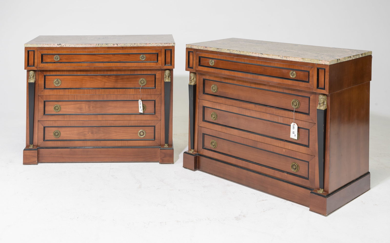 Empire Style Pair of Marble Top Chests / Nightstands (1 of 6)