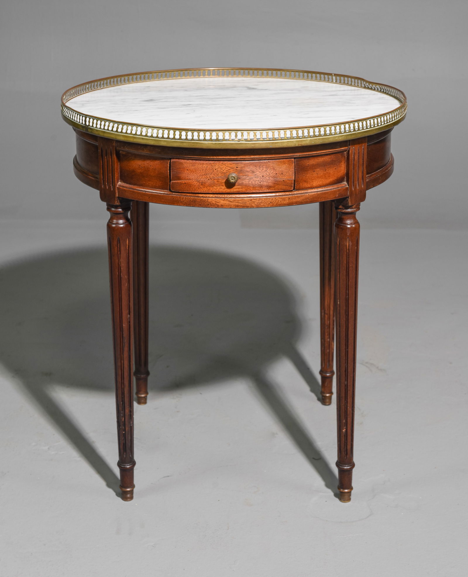 Louis XVI Style White Marble Top Boullotte Table (1 of 4)