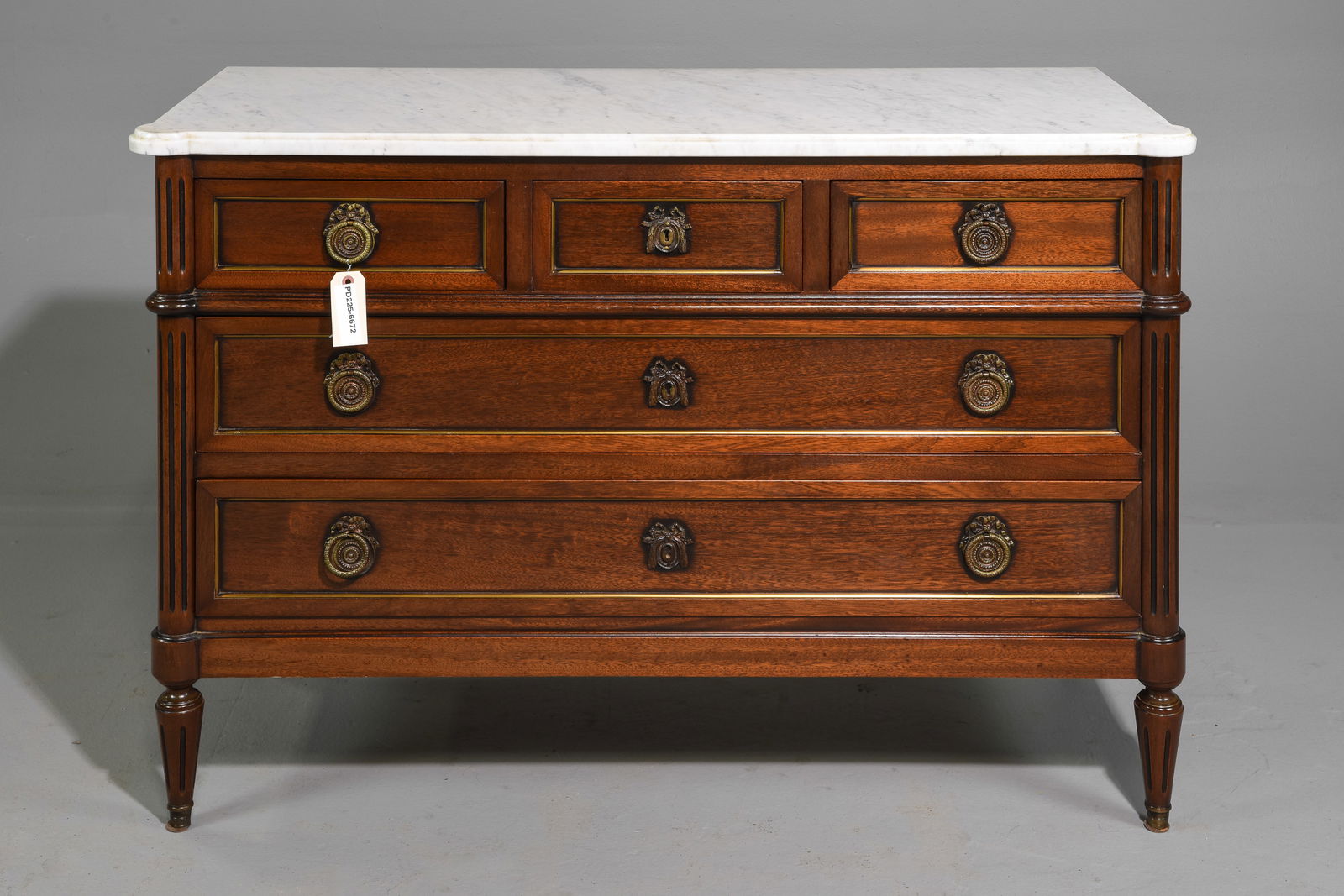 Louis XVI Style White Marble Top Mahogany Chest (1 of 5)