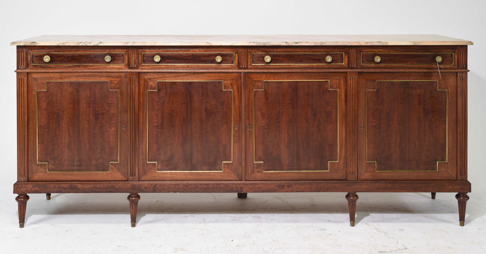 Louis XVI Style Marble Top Long Mahogany Sideboard (1 of 7)