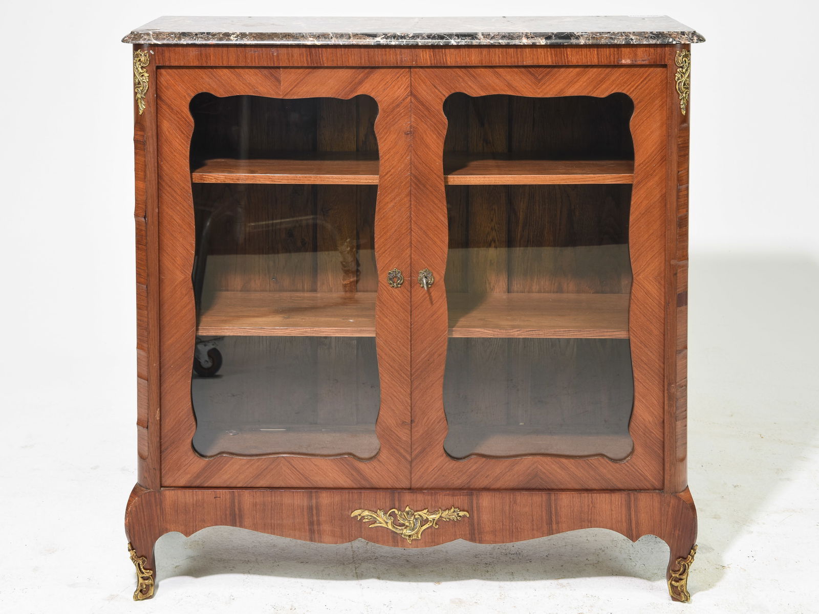 French Marble Top Mahogany Bookcase (1 of 8)