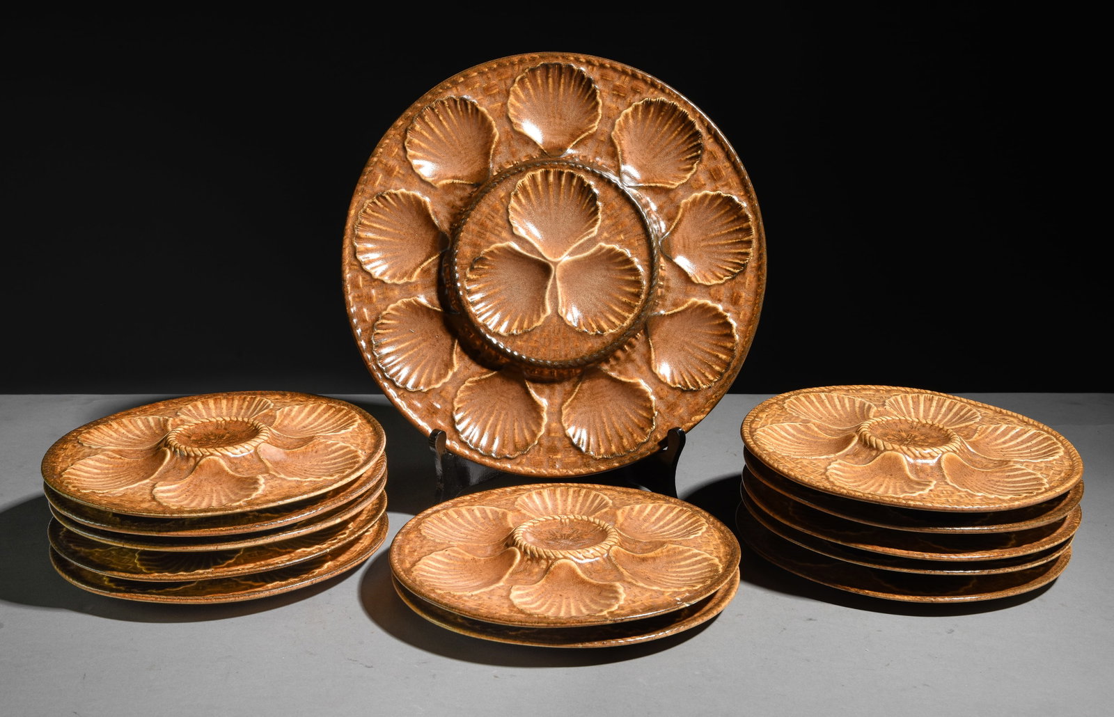 13pc French Scallop Plate Set - Platter & 12 Plates: 13pc French Scallop Plate Set - Platter & 12 Plates - Platter is 1 in tall x 13 inch diameter