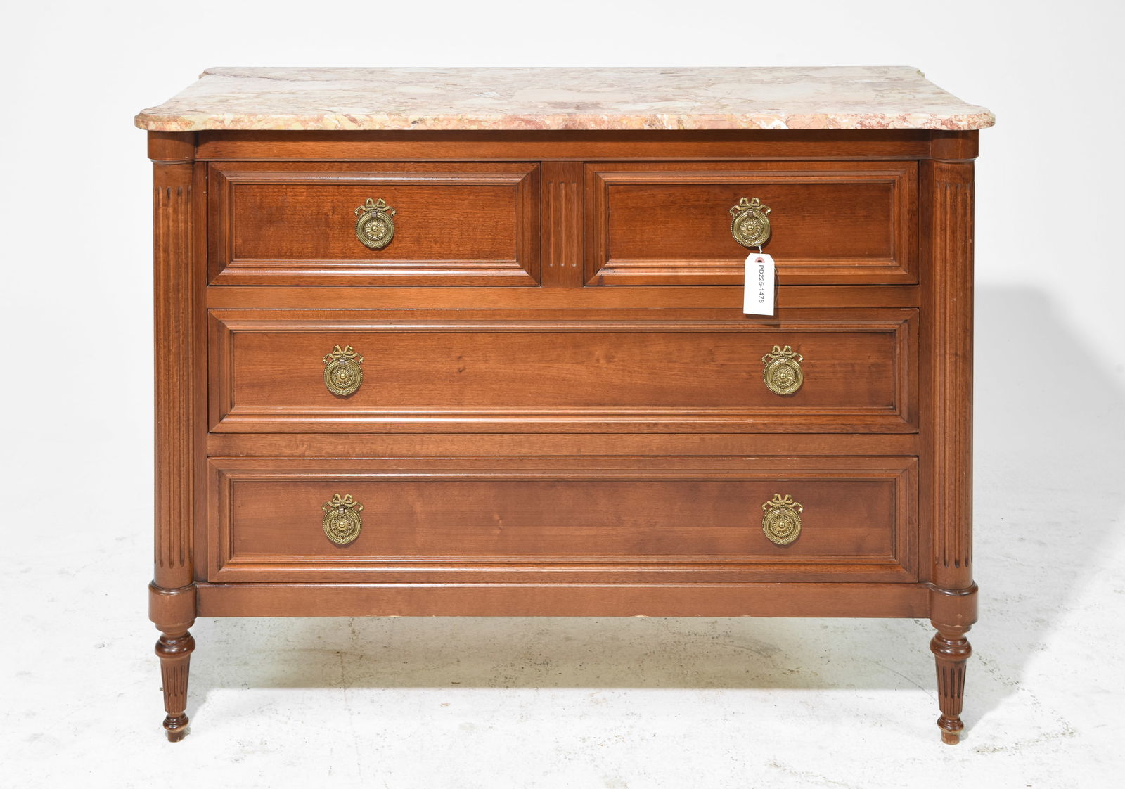 Louis XVI Style Marble Top Four Drawer Chest (1 of 5)