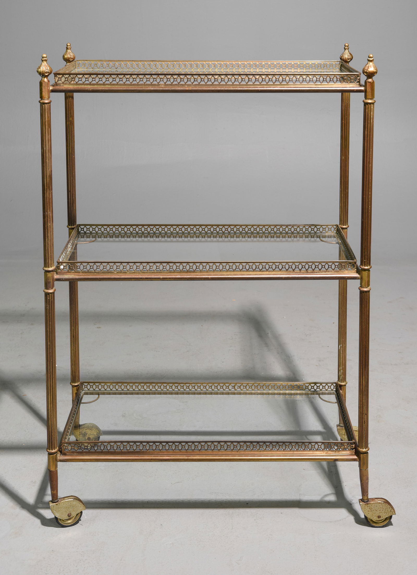 French Brass & Glass Three Tier Trolley (1 of 5)