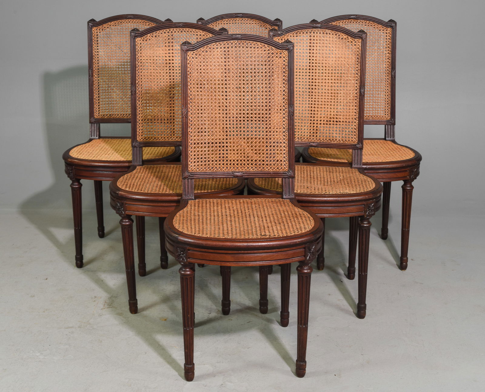 Louis XVI Style Set of 6 Caned Dining Chairs (1 of 5)