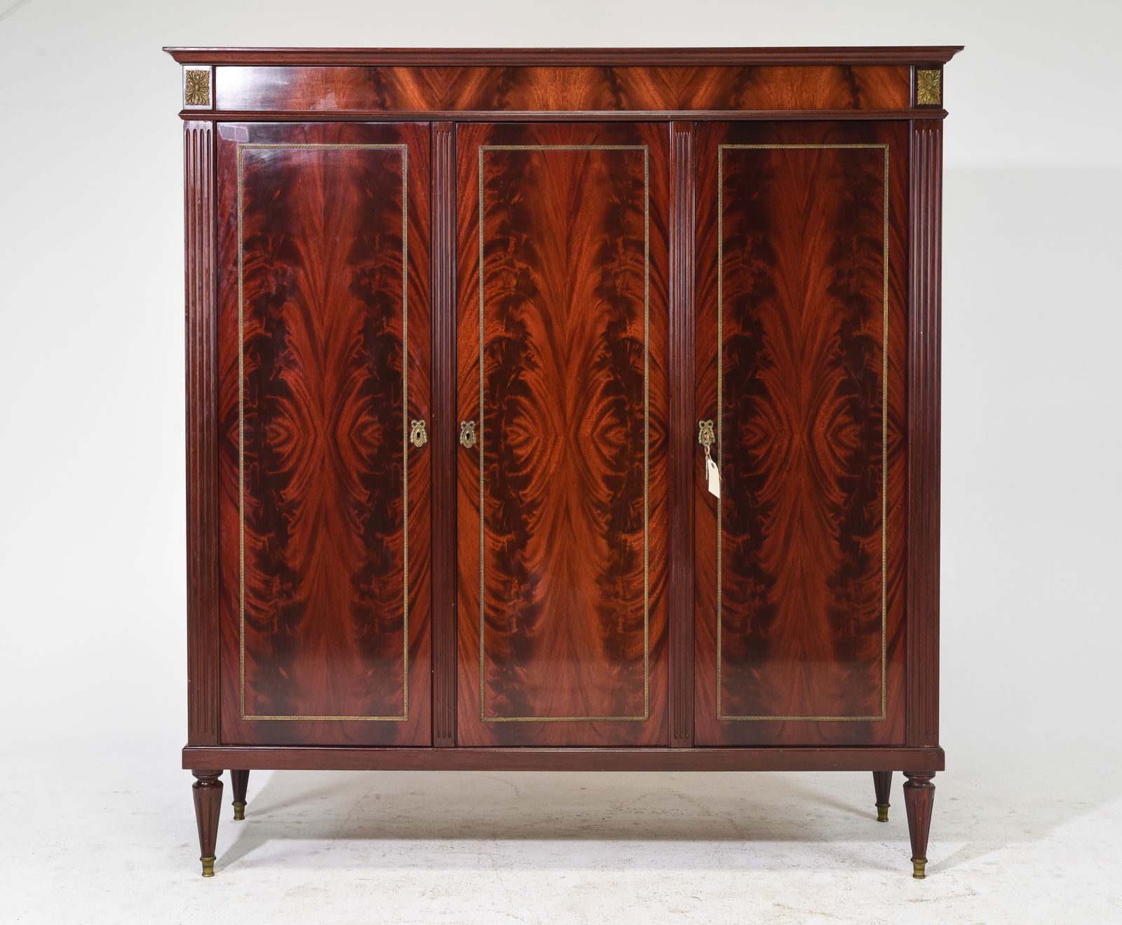 Louis XVI Style Flame Mahogany Triple Door Robe (1 of 7)