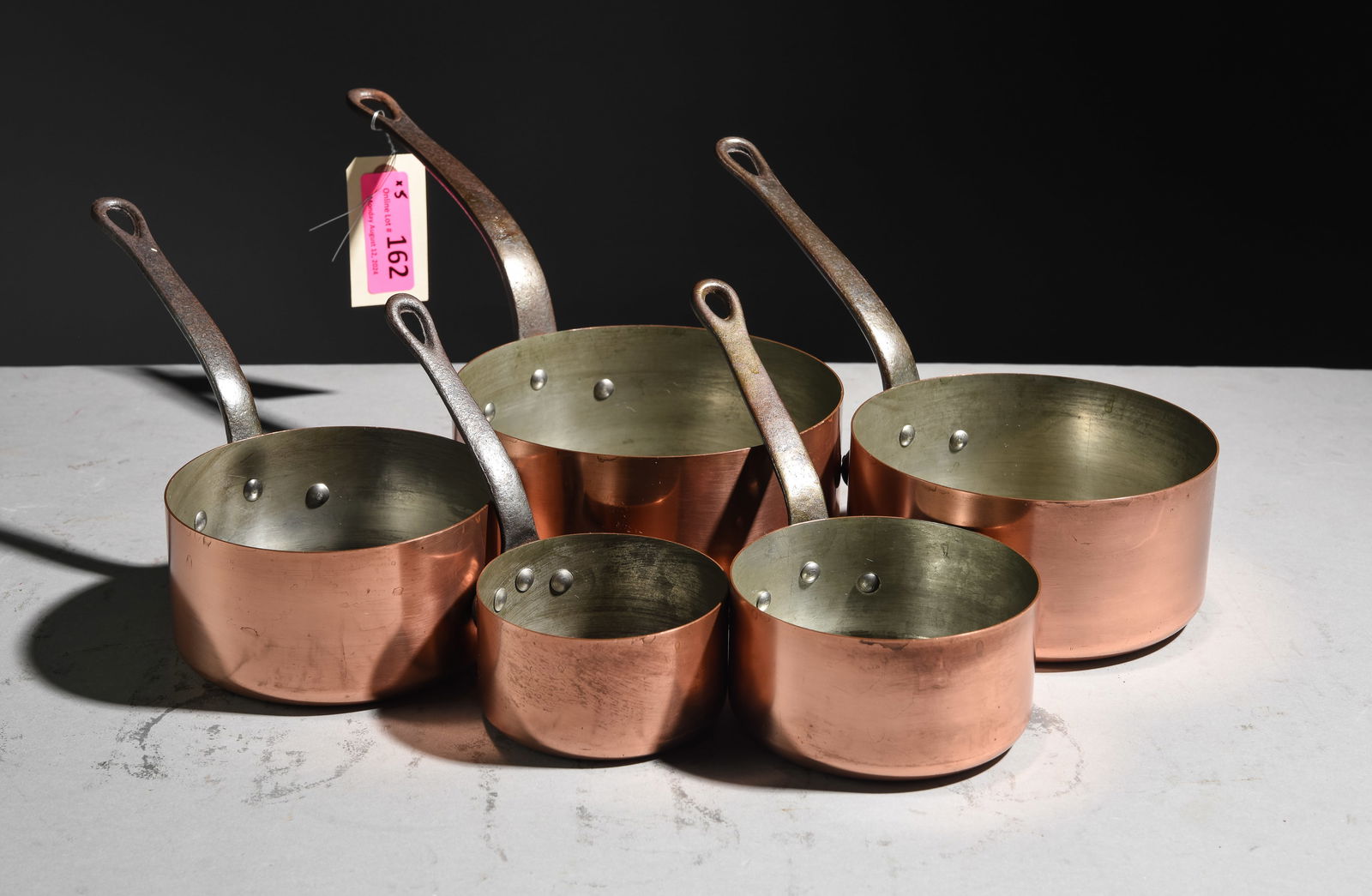 Set of 5 French Polished Copper Sauce Pans #1 (1 of 3)