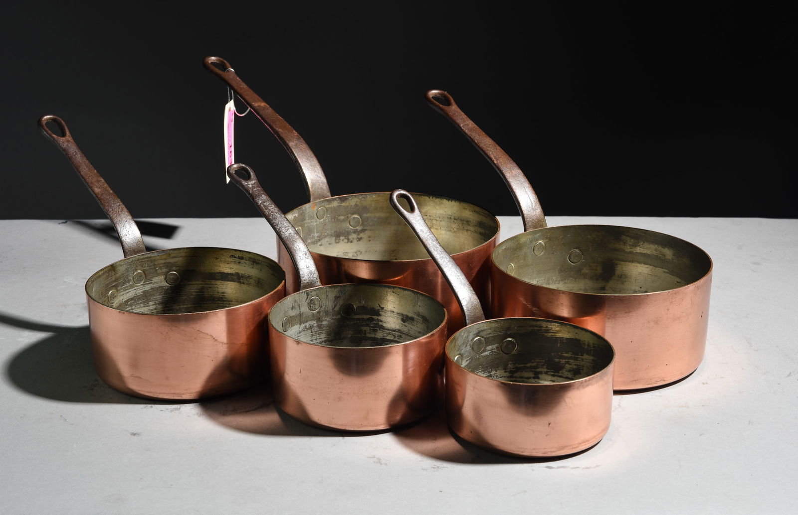 Set of 5 French Polished Copper Sauce Pans #2 (1 of 3)
