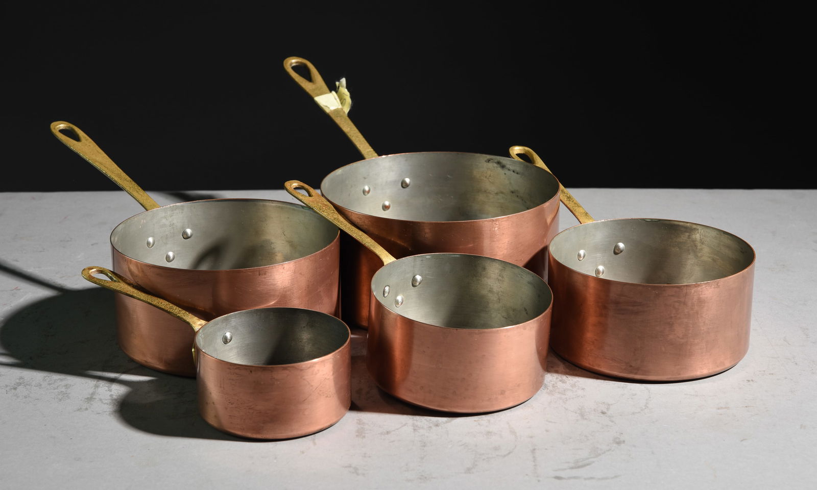 Set of 5 French Polished Copper Sauce Pans #4 (1 of 3)