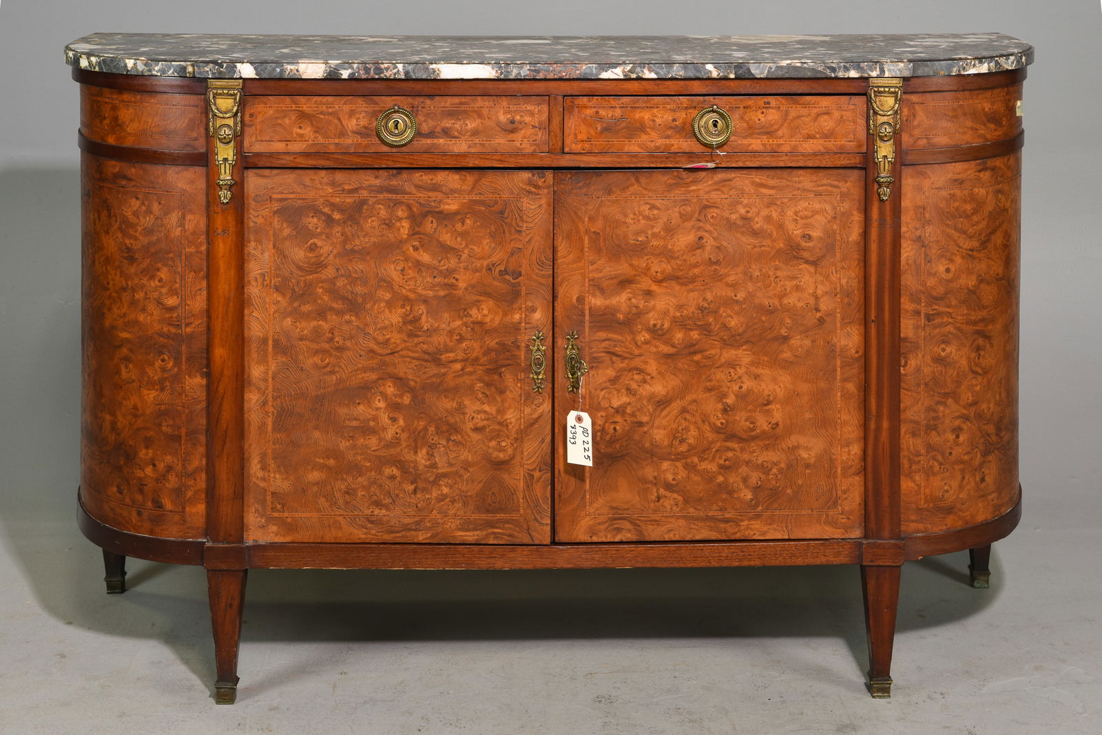 Louis XVI Style Burled Elm Marble Top Sideboard (1 of 9)