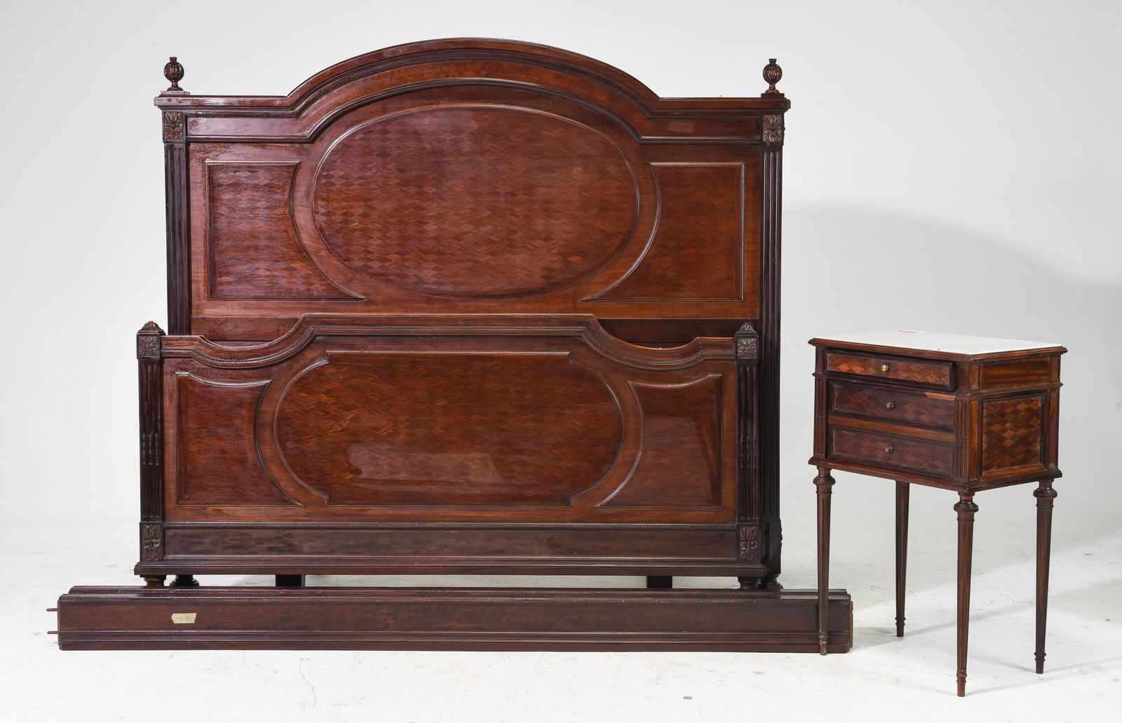 Louis XVI Style Bed with Rails & Nightstand (1 of 5)