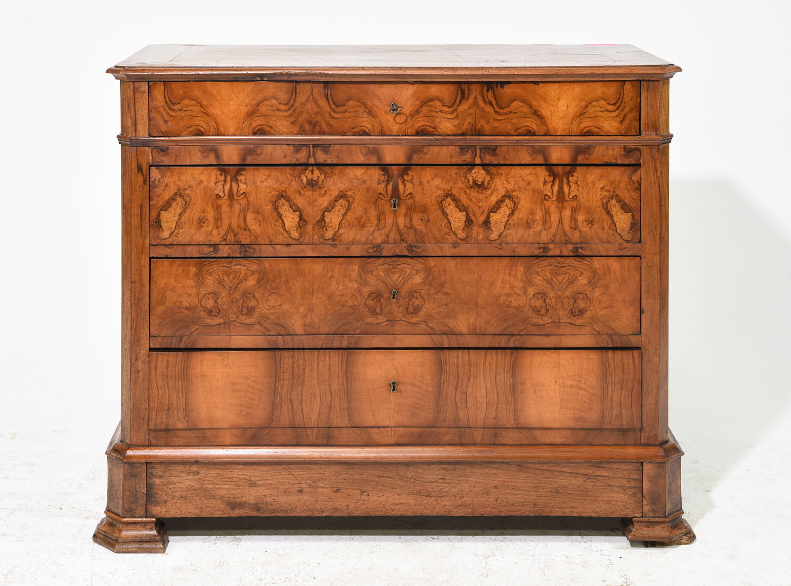 Louis Philippe Style Walnut 5 Drawer Chest c.1920's (1 of 8)