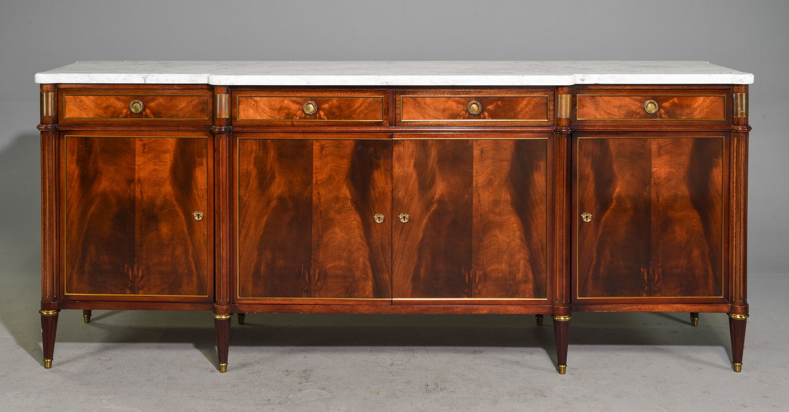 Louis XVI Style White Marble Top Mahogany Sideboard (1 of 7)