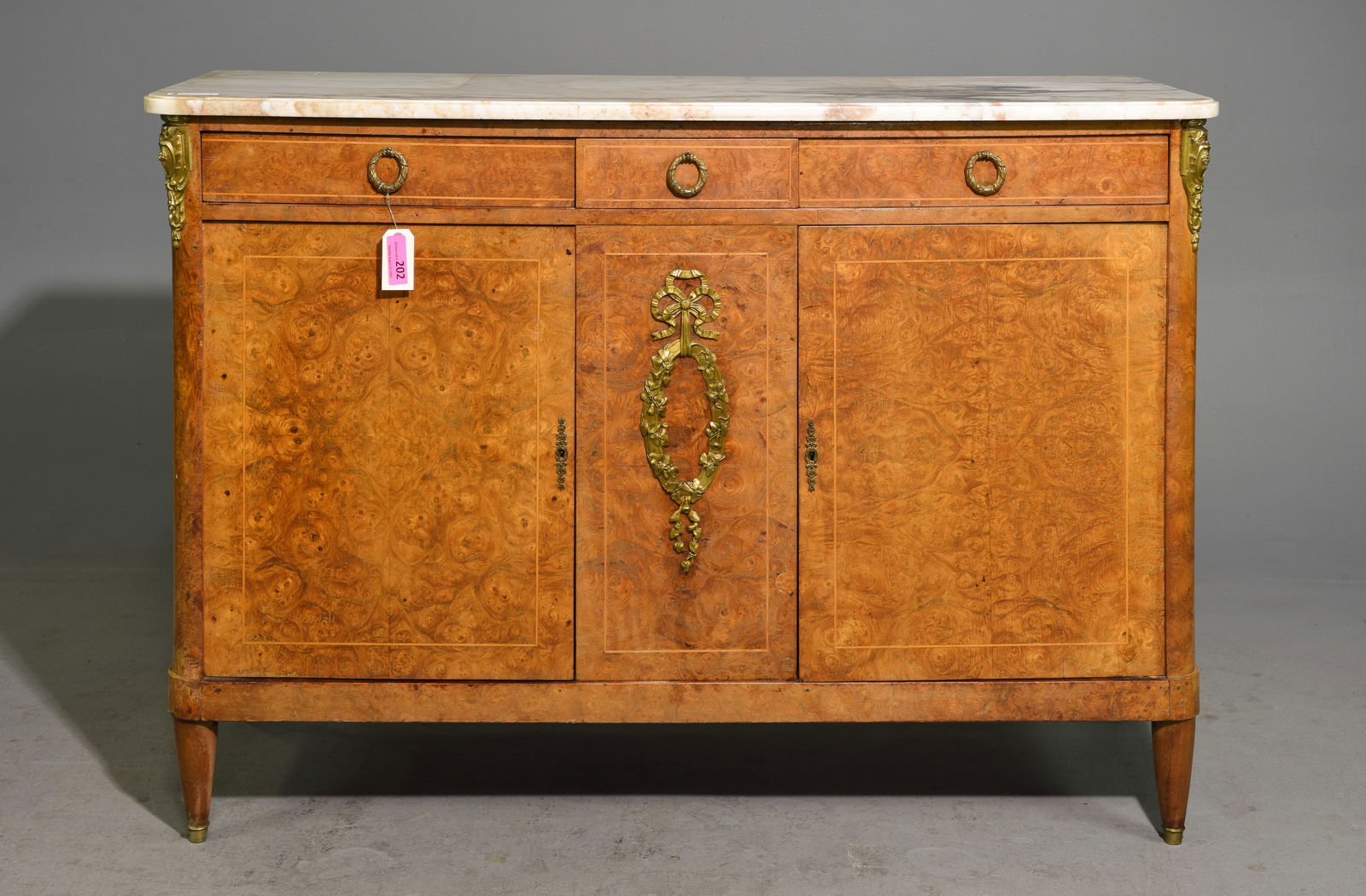 Louis XVI Style Burled Marble Top Sideboard (1 of 9)