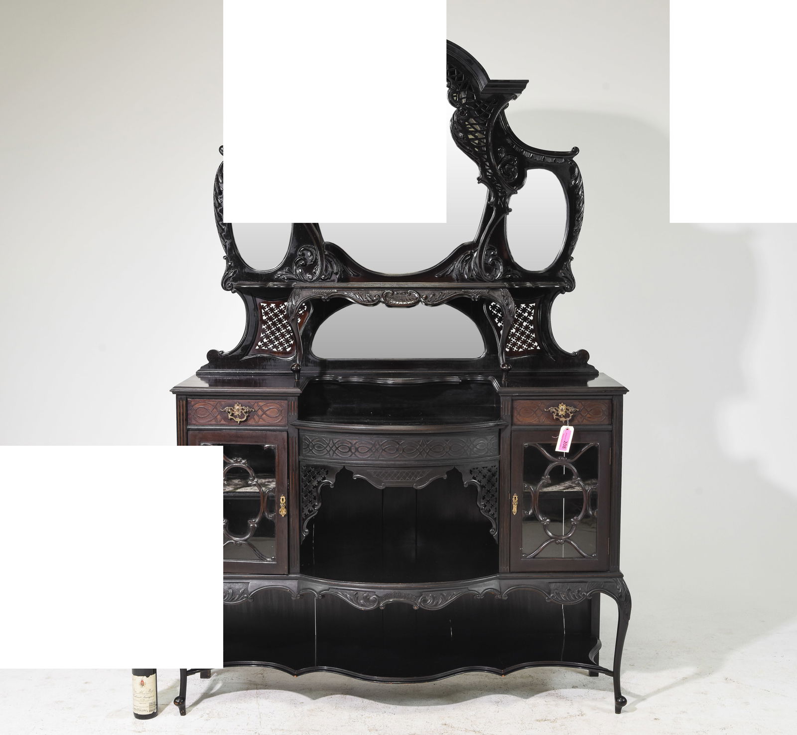 English Ebonized Mirror Back Etagere (1 of 9)