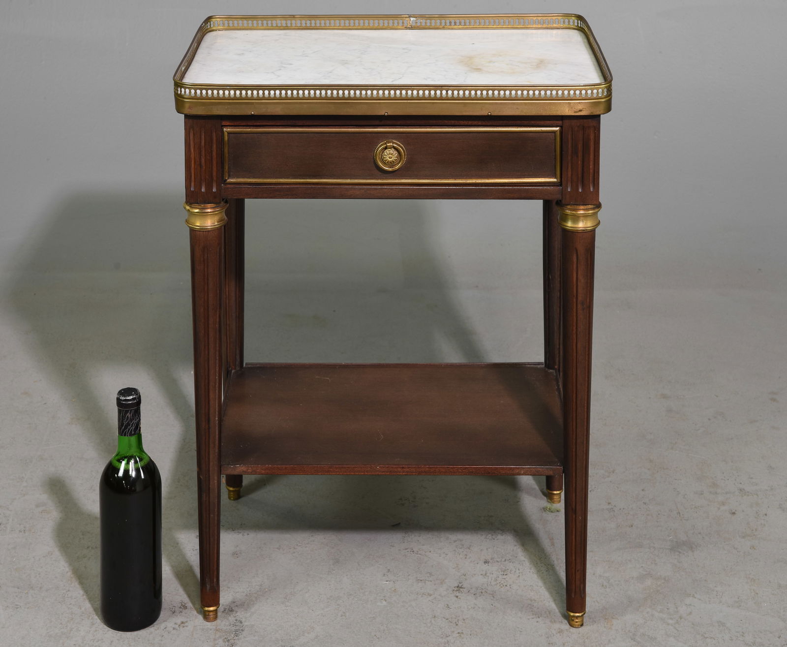 Louis XV Style White Marble Top Mahogany Side Table (1 of 5)