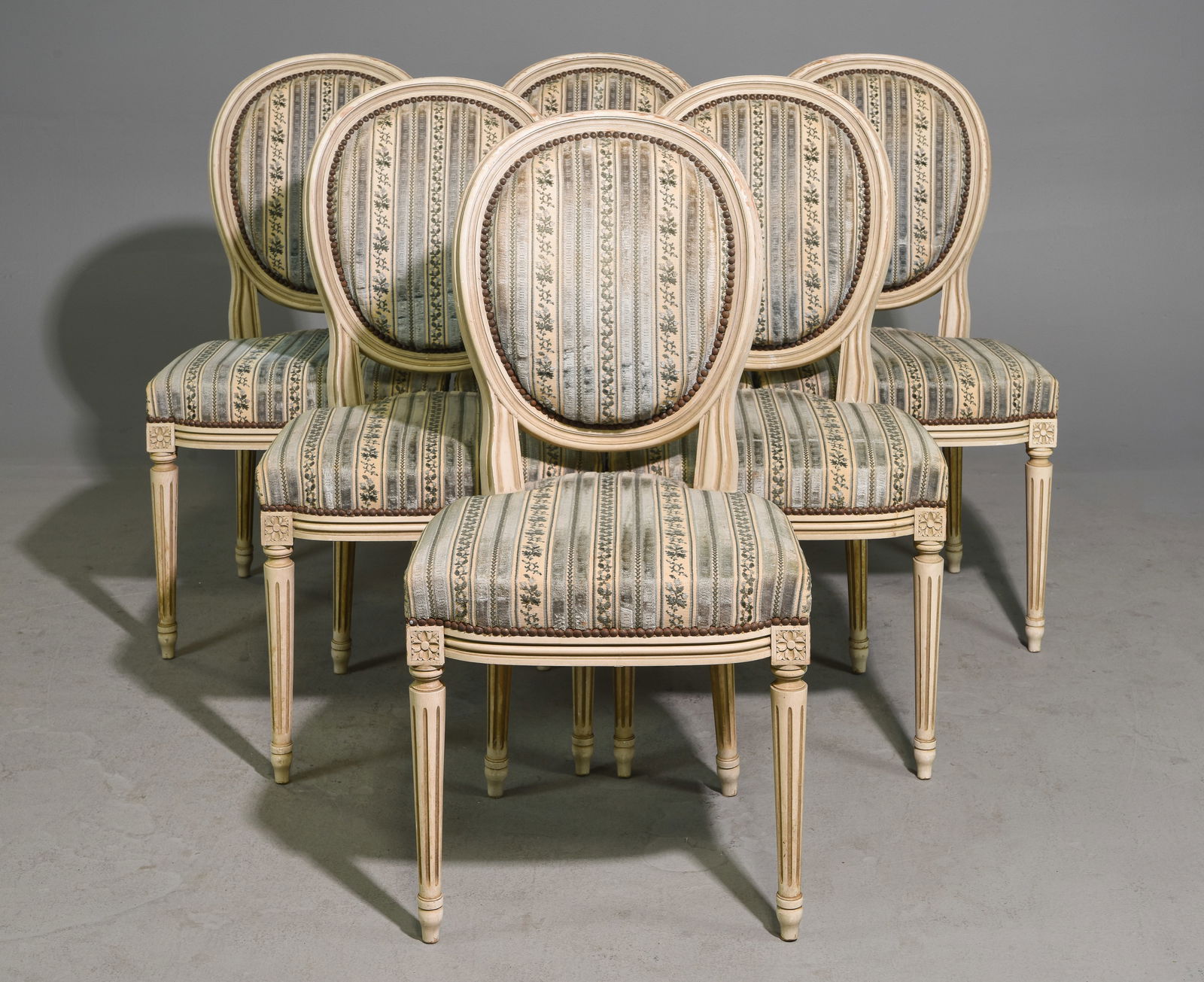Set Of 6 Louis XVI Style Balloon Back Painted Chairs (1 of 6)