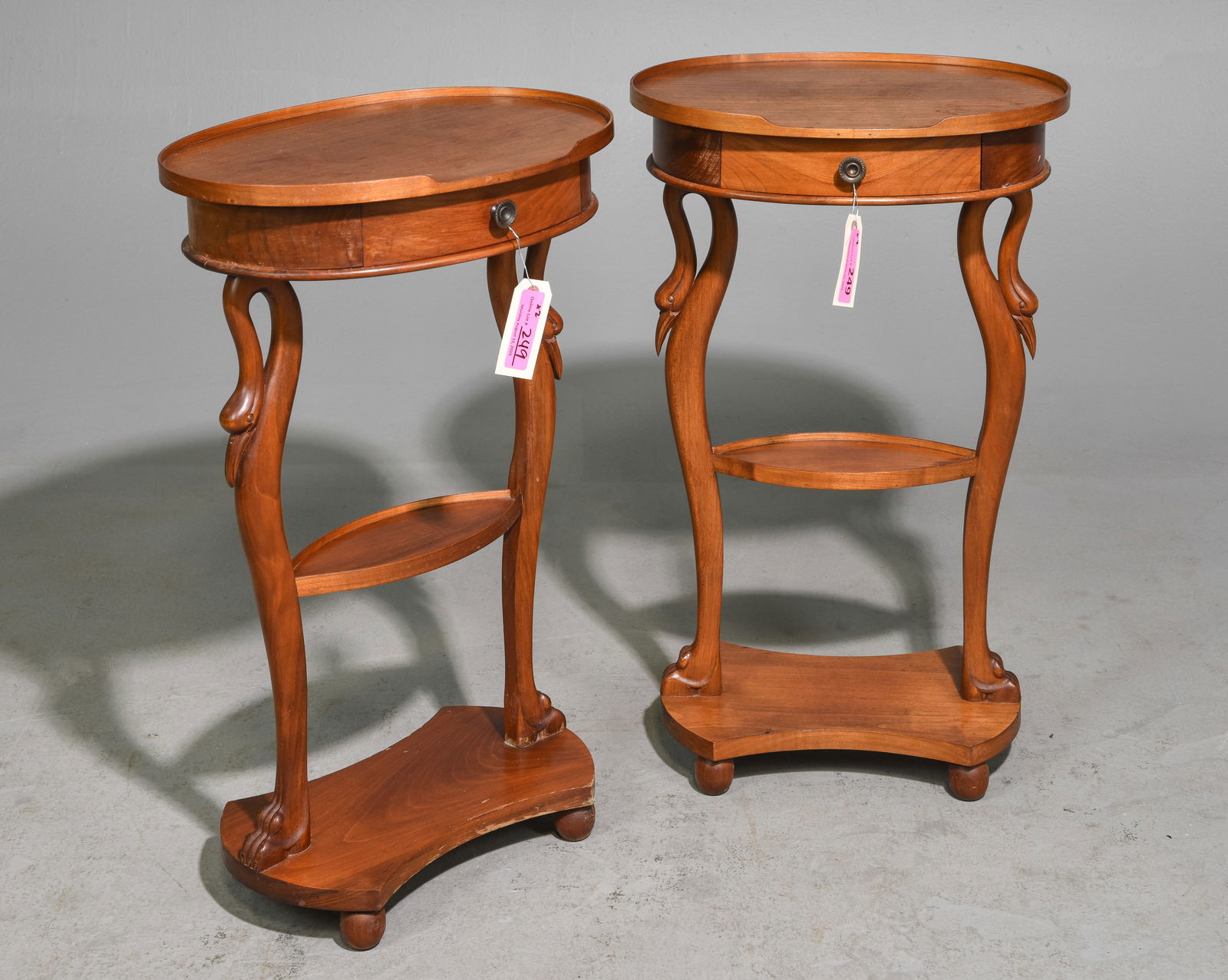 French Pair of Cherry Swan Occasional Tables (1 of 6)