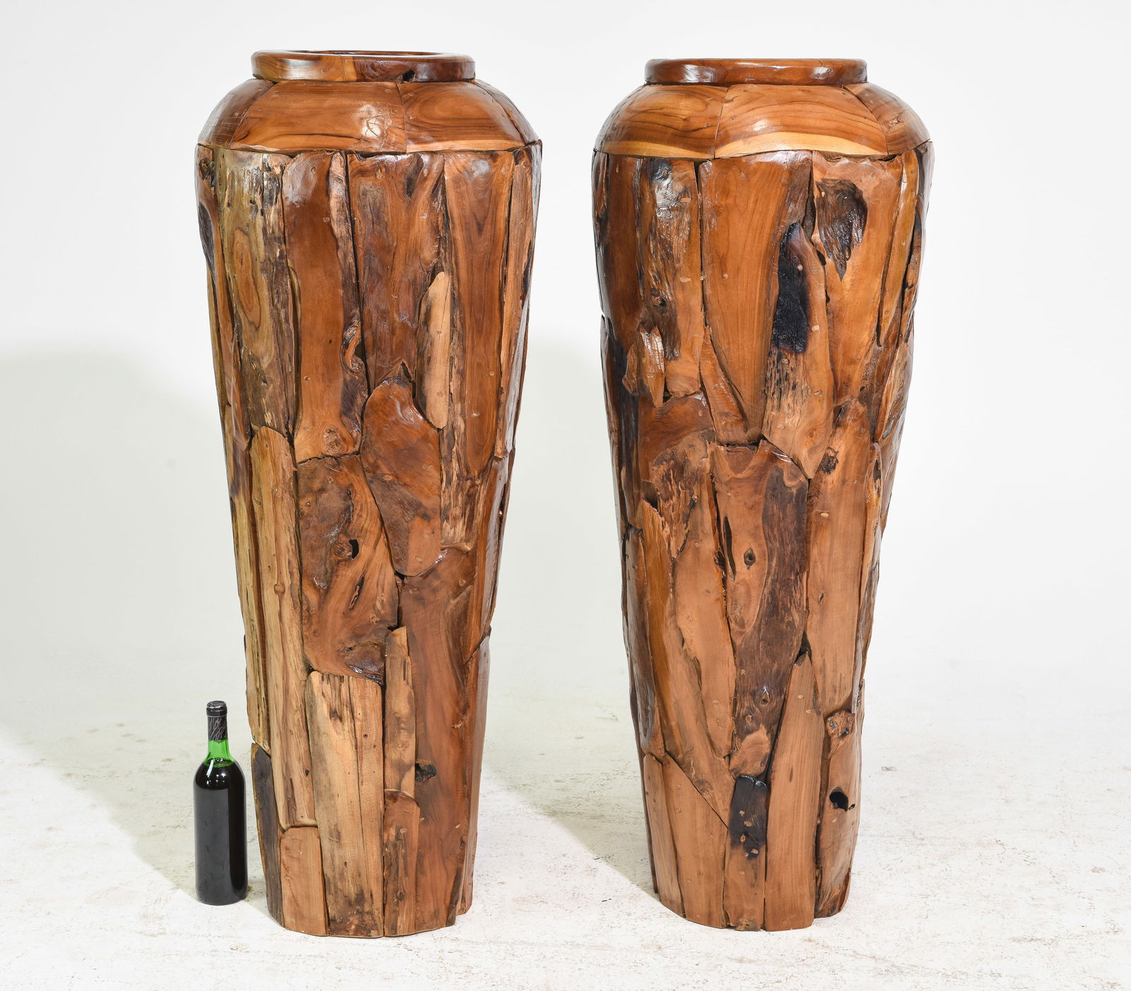 Two Tall Teak Root Vases / Planters (1 of 5)