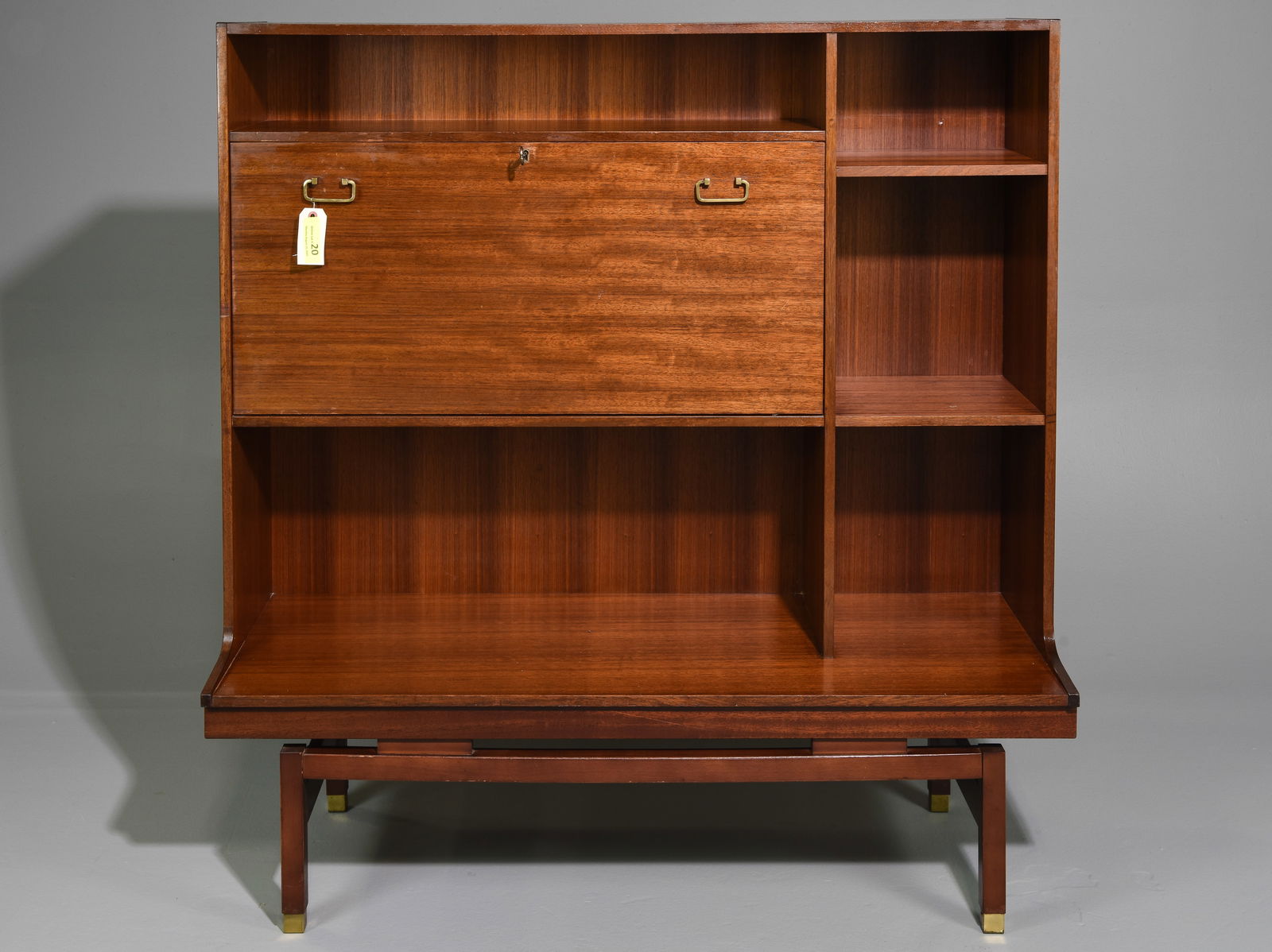 Mid Century Modern Cocktail Cabinet / Bookshelf: Danish Modern Style Cocktail Cabinet / Bookshelf - 51 in tall x 48 x 18