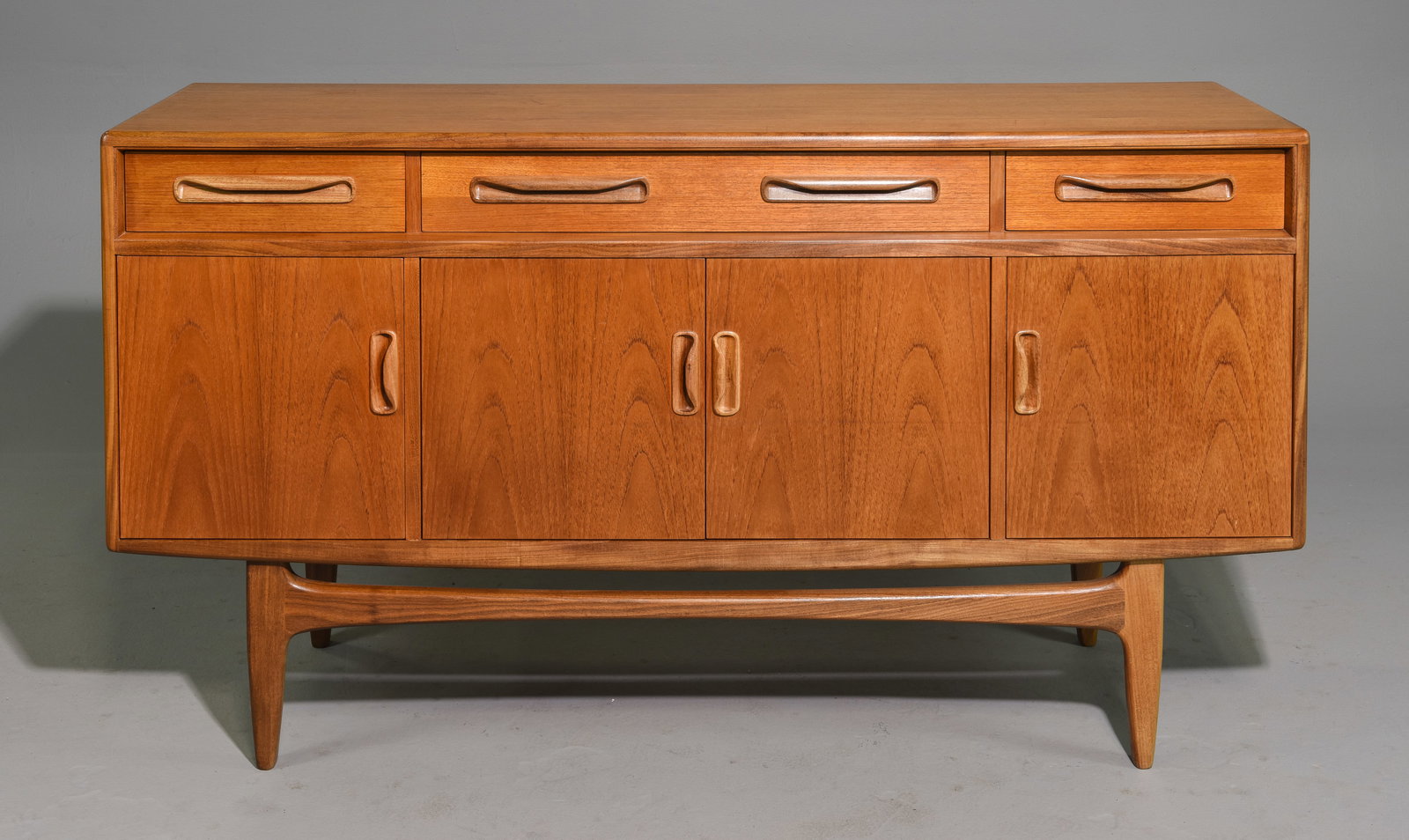 Mid Century Small "Fresco" Sideboard - G-Plan: This Danish Modern Style Teak Credenza is made by Mid Century Modern Furniture Maker G Plan ( Gplan ) & is part of their "Fresco" Range. - 33 in tall x 60 x 18.5