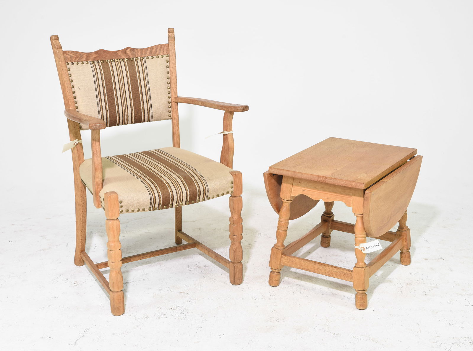 Danish Oak Arm Chair & Petite Drop Leaf Table (1 of 5)