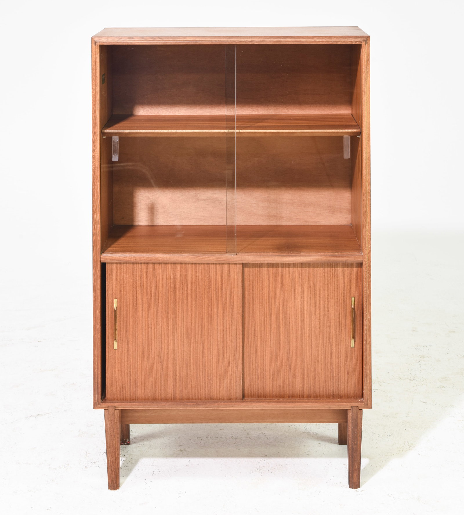 Mid Century Modern Occasional Cabinet: Danish Modern Style Occasional Cabinet / Bookcase with Sliding Doors - 40 in tall x 24 x 10.5