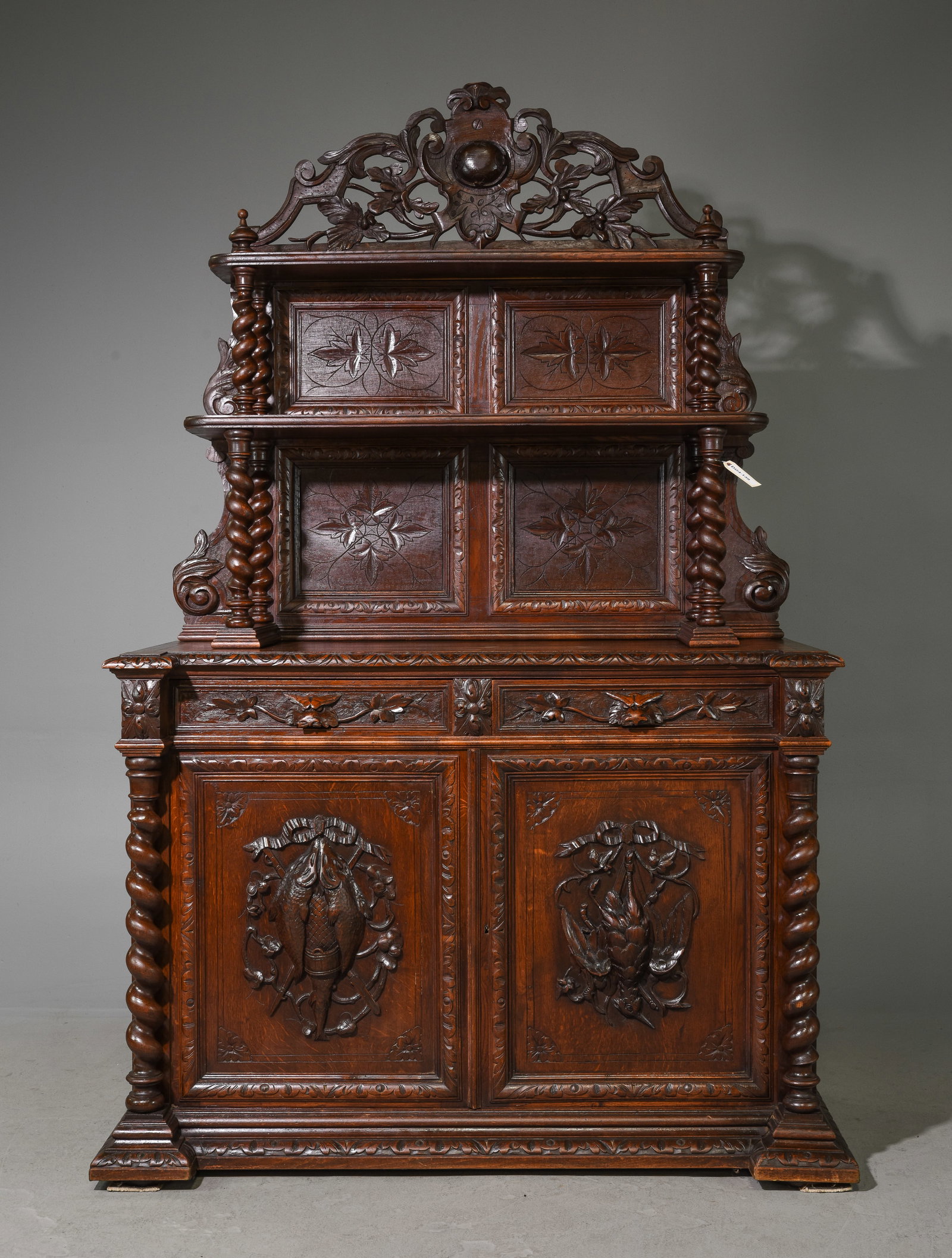 Renaissance Style Carved Oak French Twist Server (1 of 13)