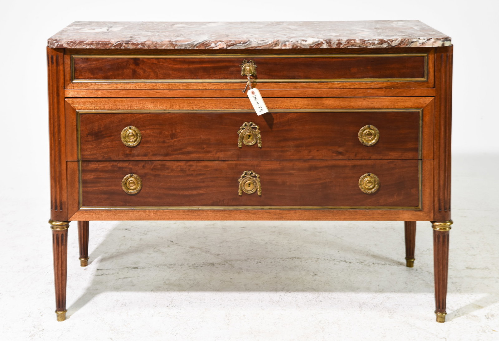 Louis XVI Style Marble Top Large Chest (1 of 6)