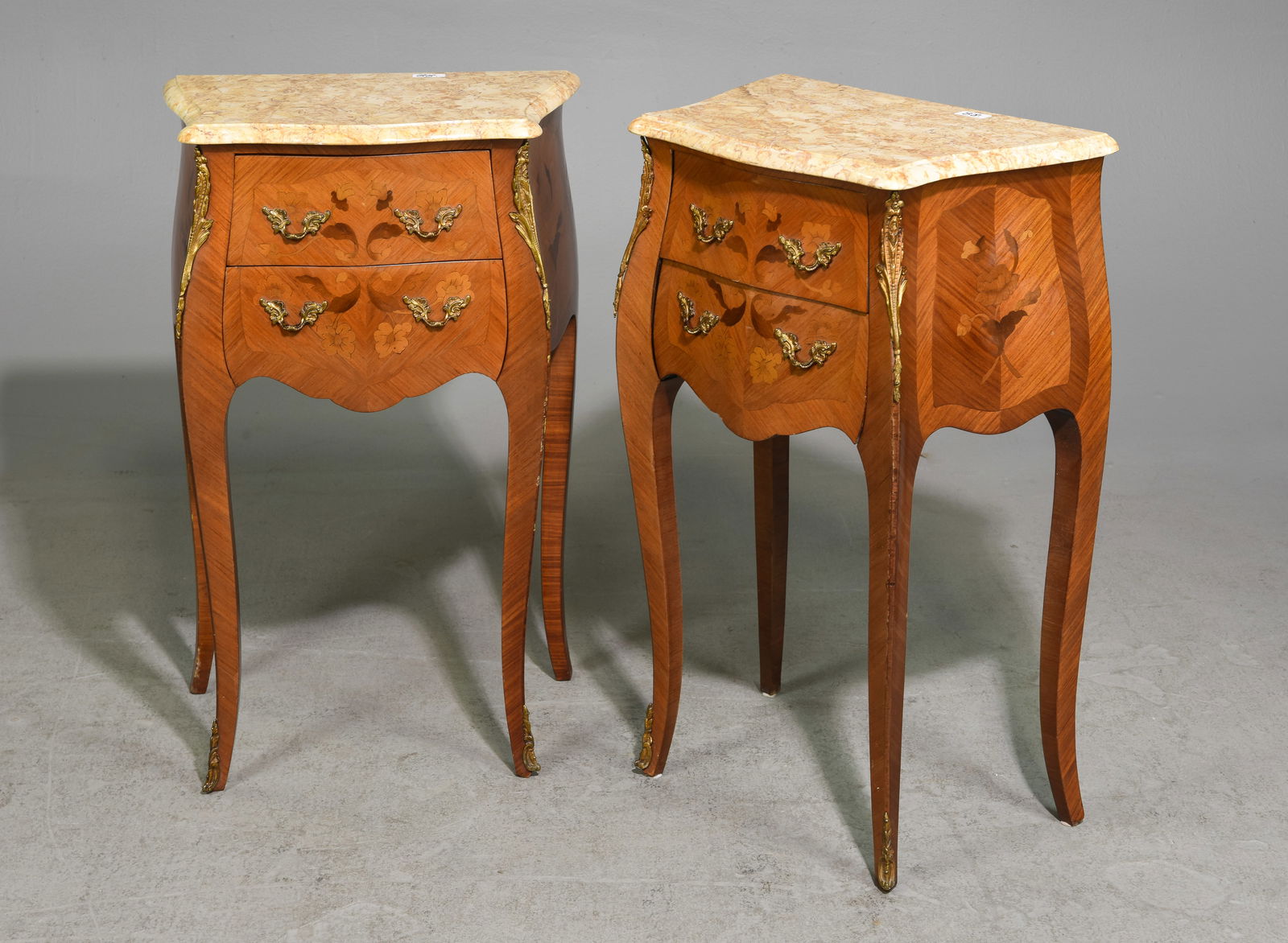 Louis XV Style Pair of Marble Top Chests (1 of 4)