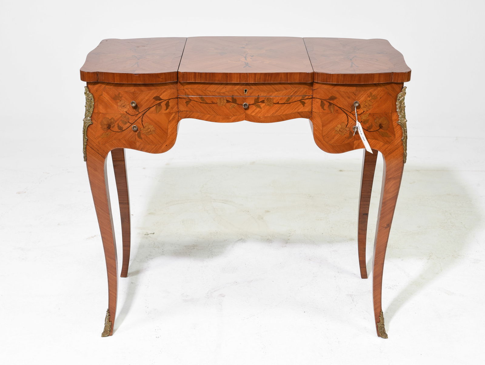 French Louis XV Style Inlaid Walnut Dressing Table (1 of 7)