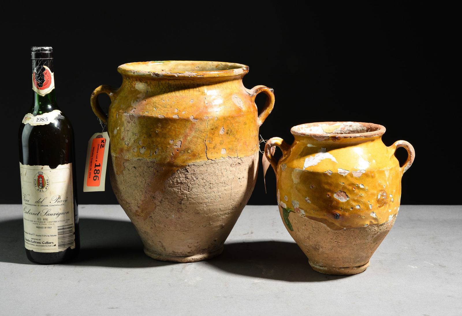 2 French Yellow Glazed Confit Pots (1 of 9)