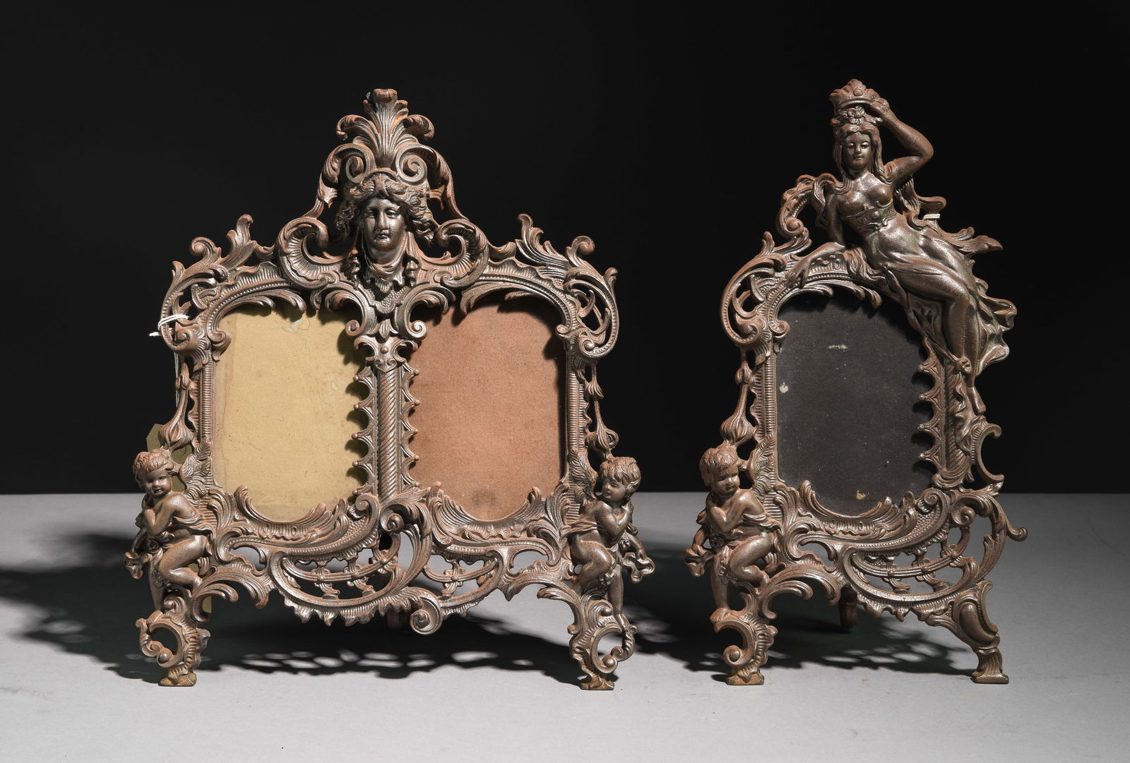 2 Art Nouveau Cast Iron / Metal Photo Frames c.1910's (1 of 6)