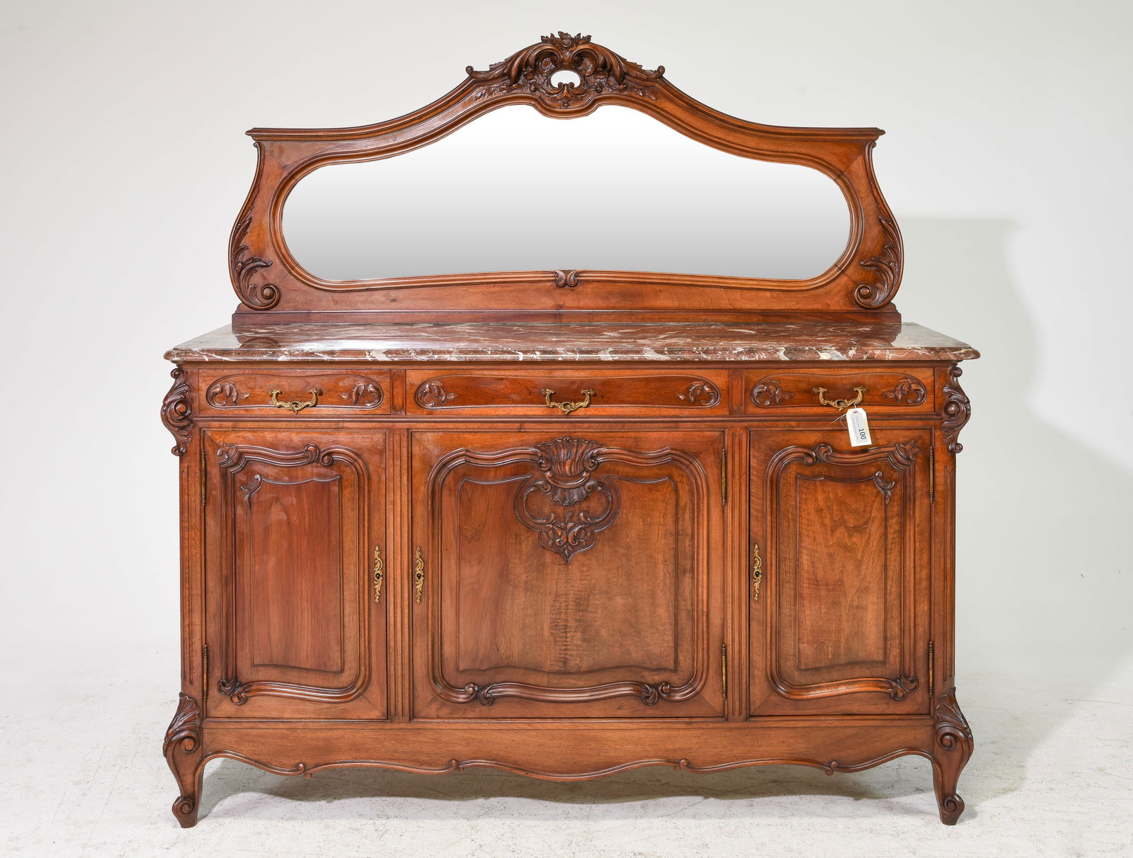 Louis XV Style Mirror Back Marble Top Sideboard (1 of 10)