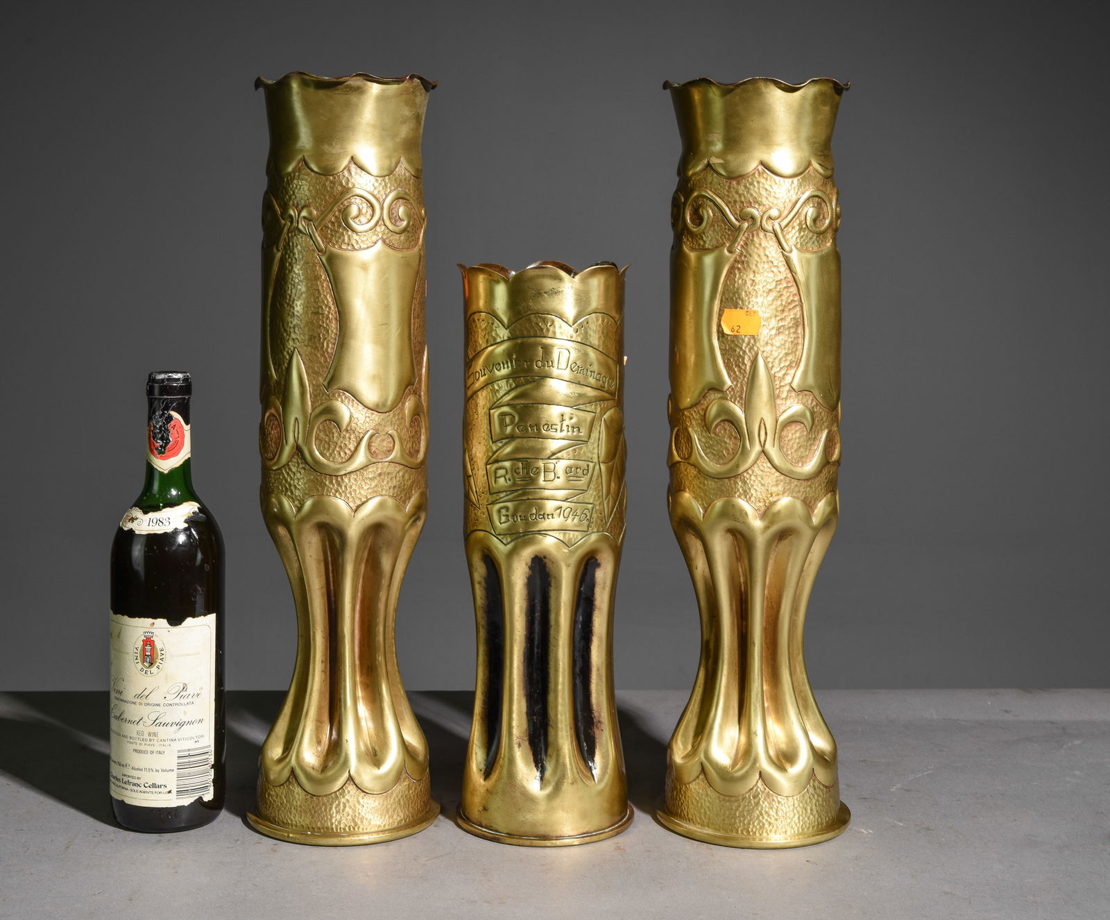 Pair of Large Trench Art Vases & 1 Other (1 of 4)