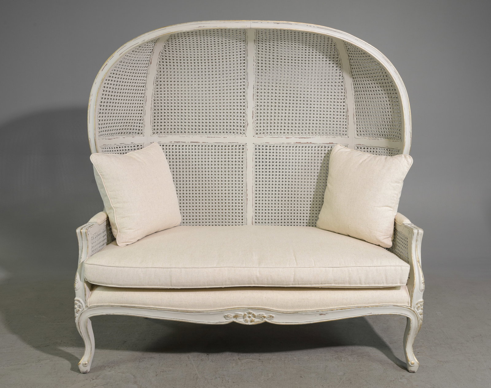 French Style Painted Double Caned Balloon Settee (1 of 7)