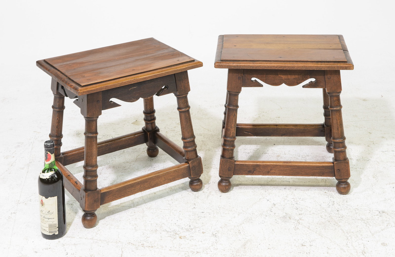 French Pair of Oak Joint Stools c.1920's-30's (1 of 3)