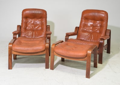 2 Gote Mobler Danish Modern Bentwood Chairs & Stools