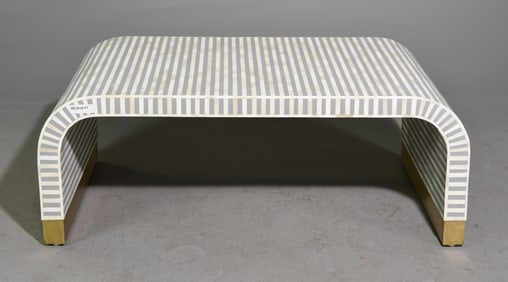 Grey & White Bone Inlaid Waterfall Coffee Table