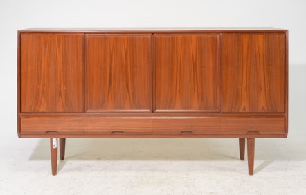 Danish Mid Century Modern Sliding Door Cocktail Cabinet
