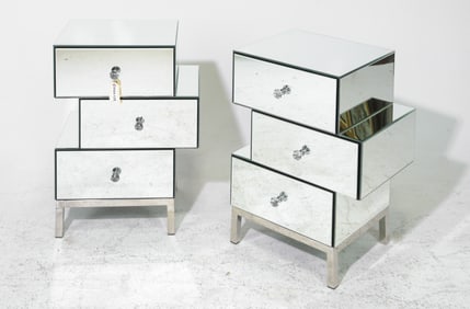 Pair of Modern Mirrored Occasional Chests