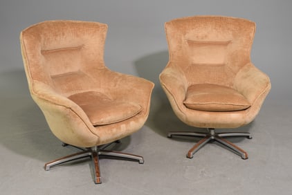 Pair of Swedish Mid Century Modern Swivel Chairs
