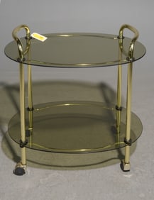 Scandinavian Brass & Glass Two Tier Trolley
