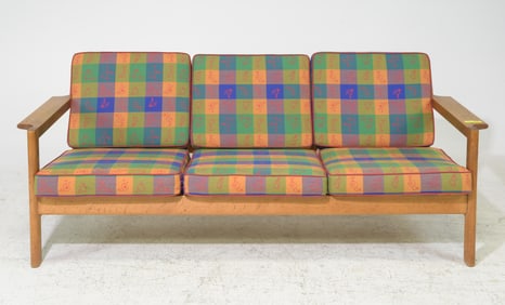 Danish Oak Three Seater Sofa / Settee