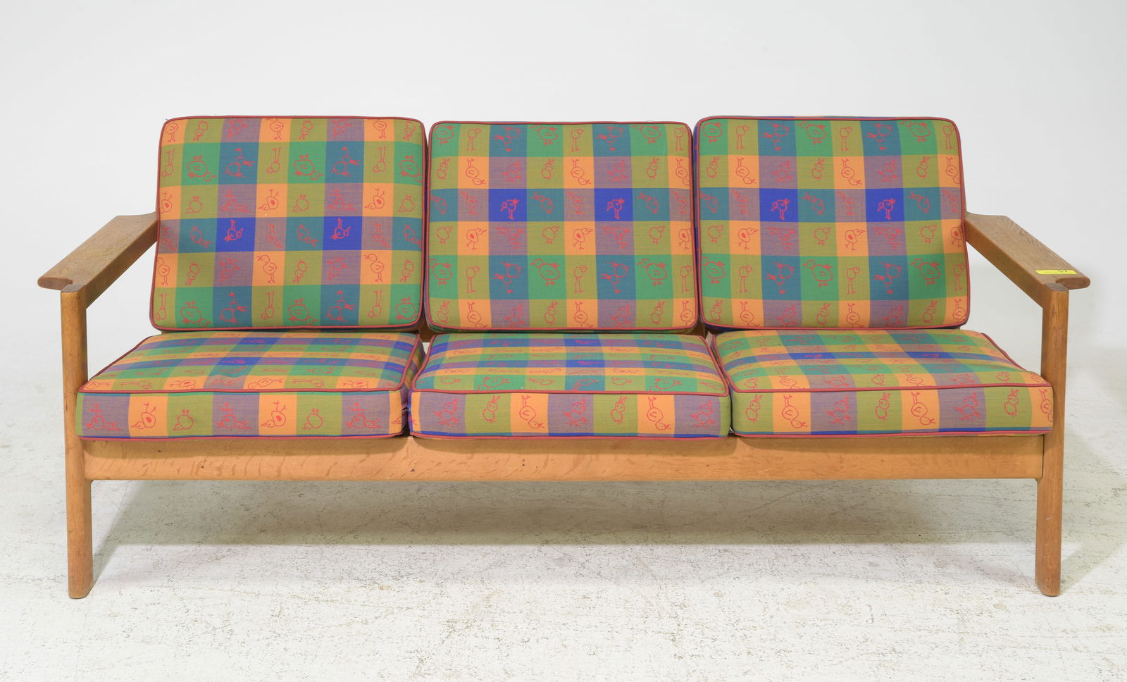 Danish Oak Three Seater Sofa / Settee (1 of 6)