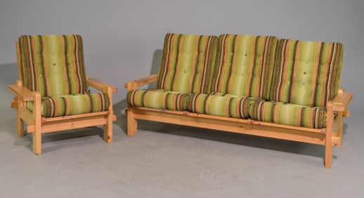 Swedish Pine Three Seater Sofa & Arm Chair